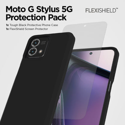 Tough Black Case + Screen Protector - Moto G Stylus 5G 2023
