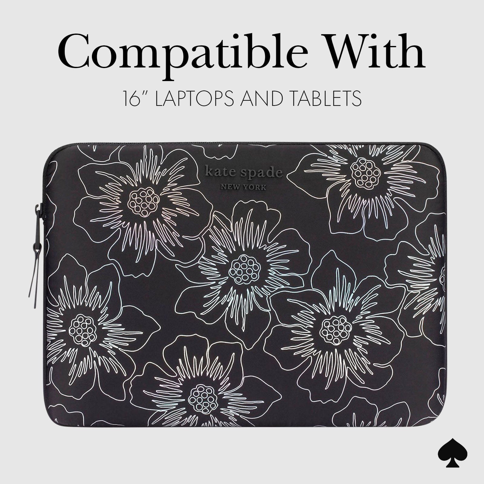 kate spade new york Hollyhock Iridescent Black Puffer Sleeve - Laptop Sleeve 16"