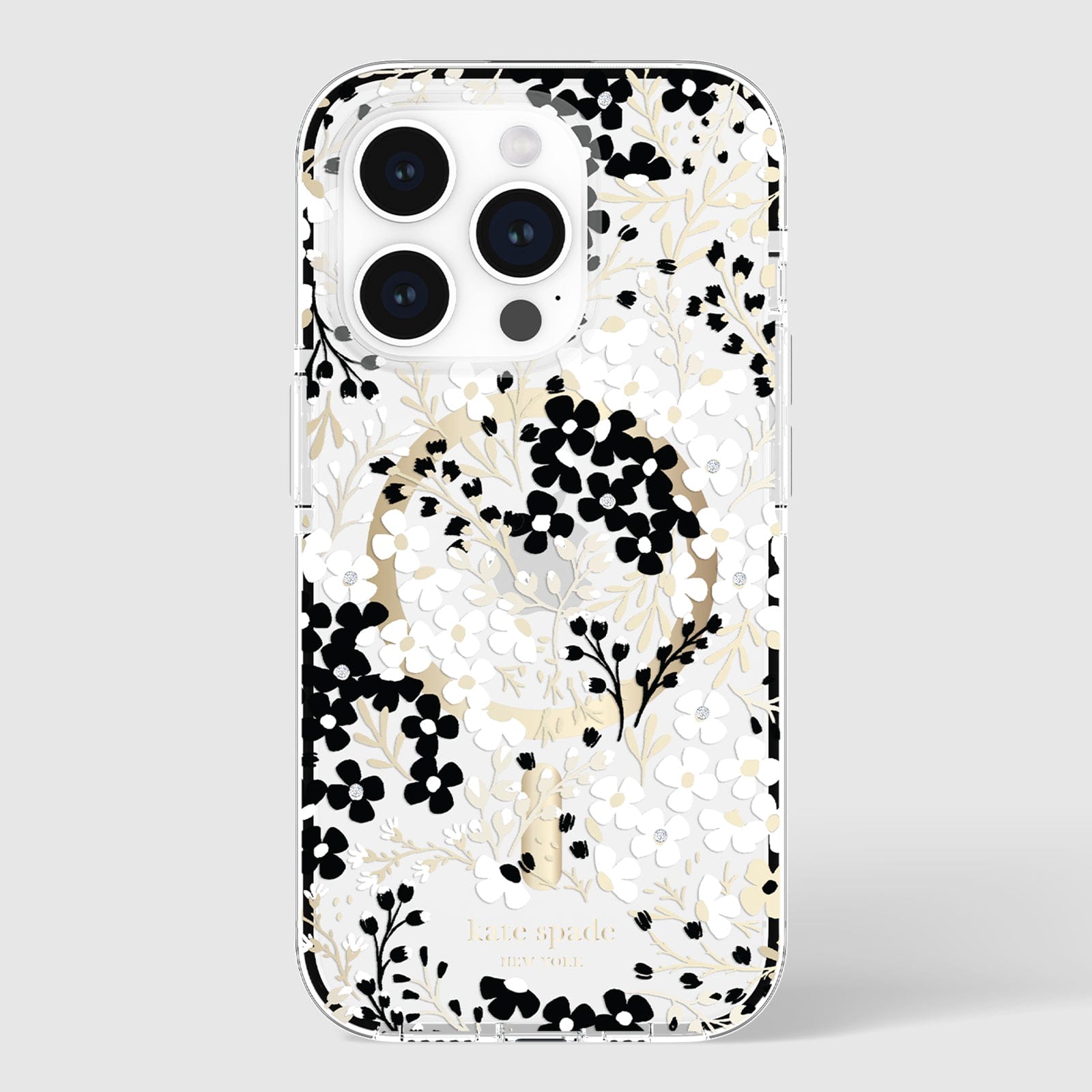 kate spade new york Tough Multi Floral Black and White MagSafe - iPhone 15 Pro