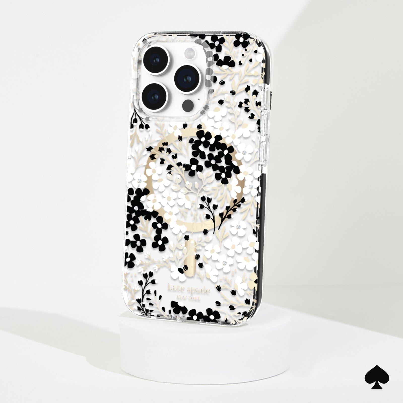 kate spade new york Tough Multi Floral Black and White MagSafe - iPhone 15 Pro