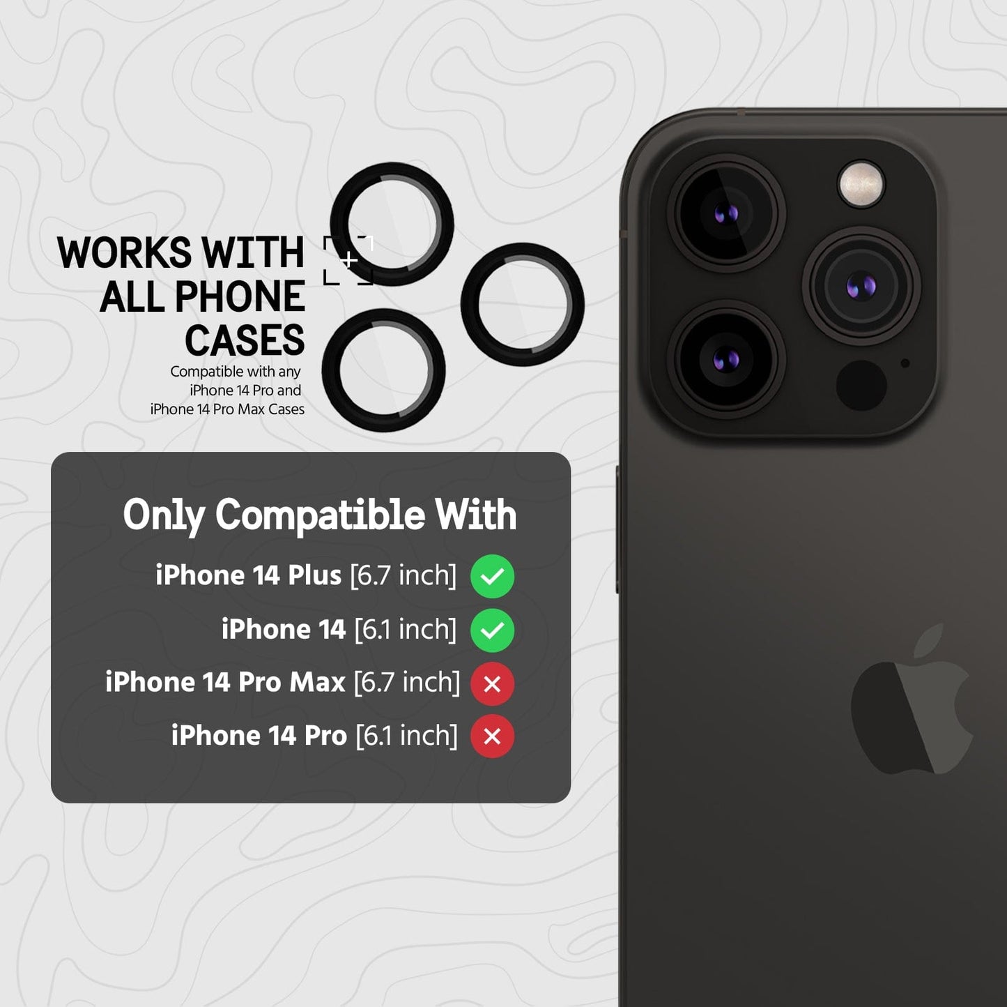 Pelican Camera Lens Protector (Black) - iPhone 14 Pro / 14 Pro Max