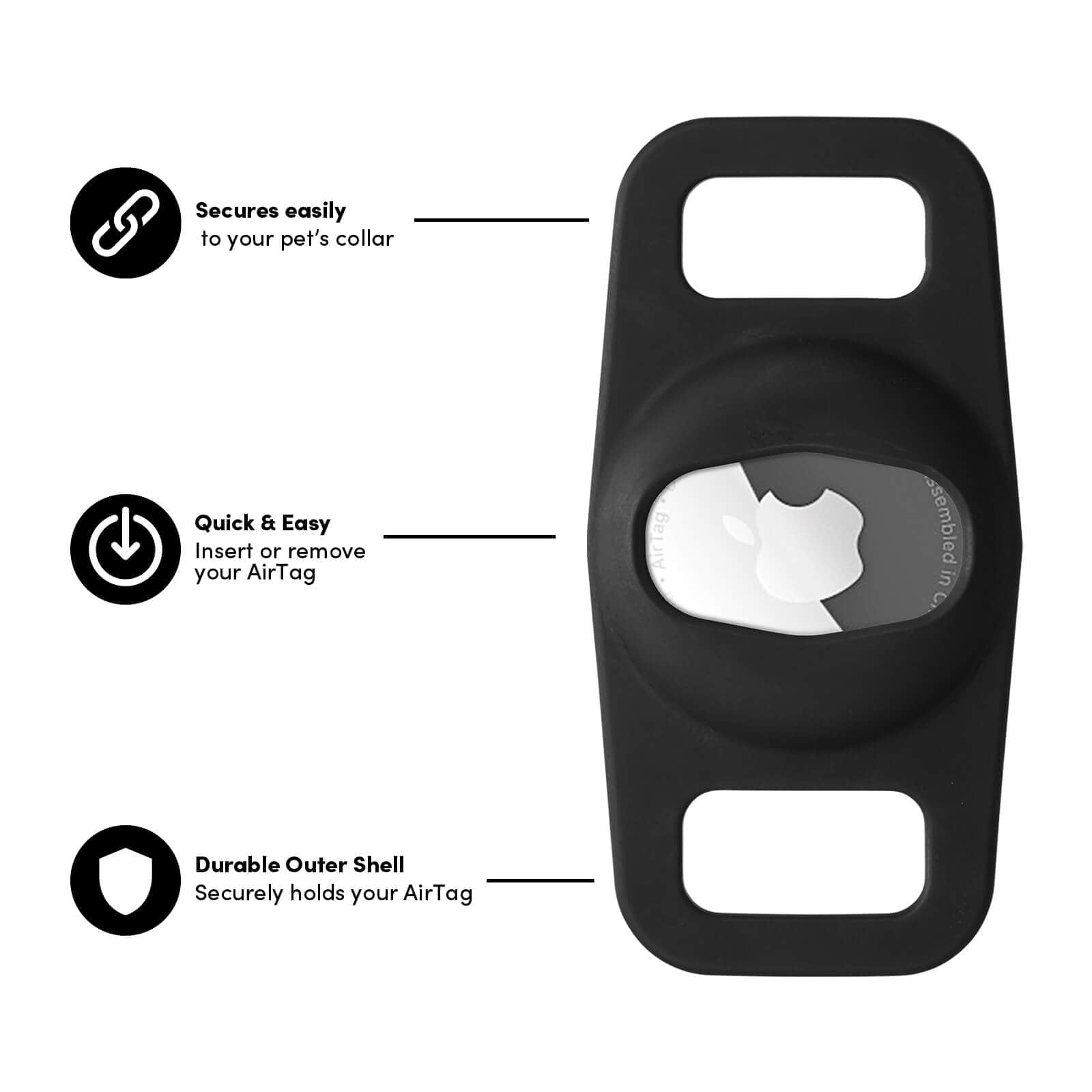 AirTag Case for Dog Collars (Black) - AirTag Case