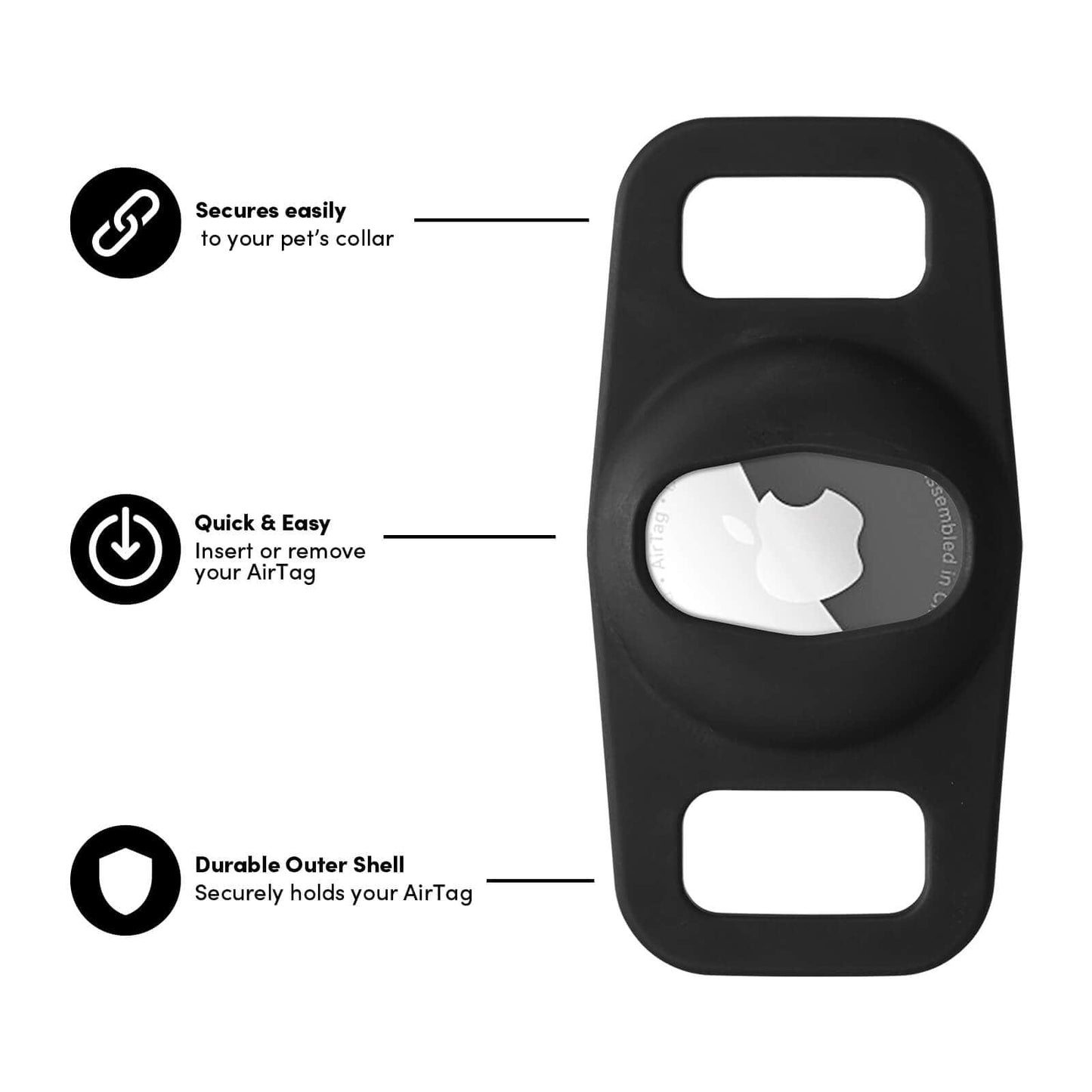 AirTag Case for Dog Collars 2 Pack (Black/Glow-in-the-Dark) - AirTag Case