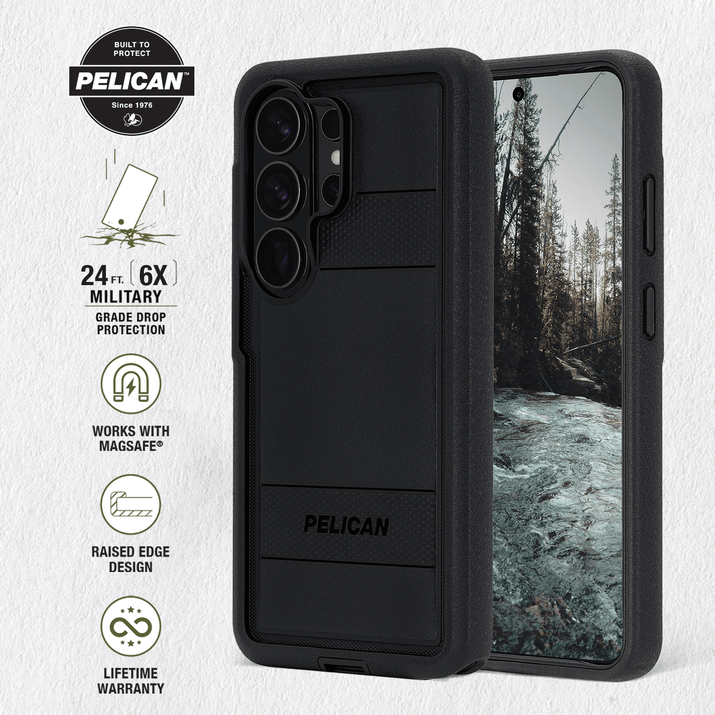 Pelican Voyager Black with Holster and Magnet - Galaxy S26 Ultra