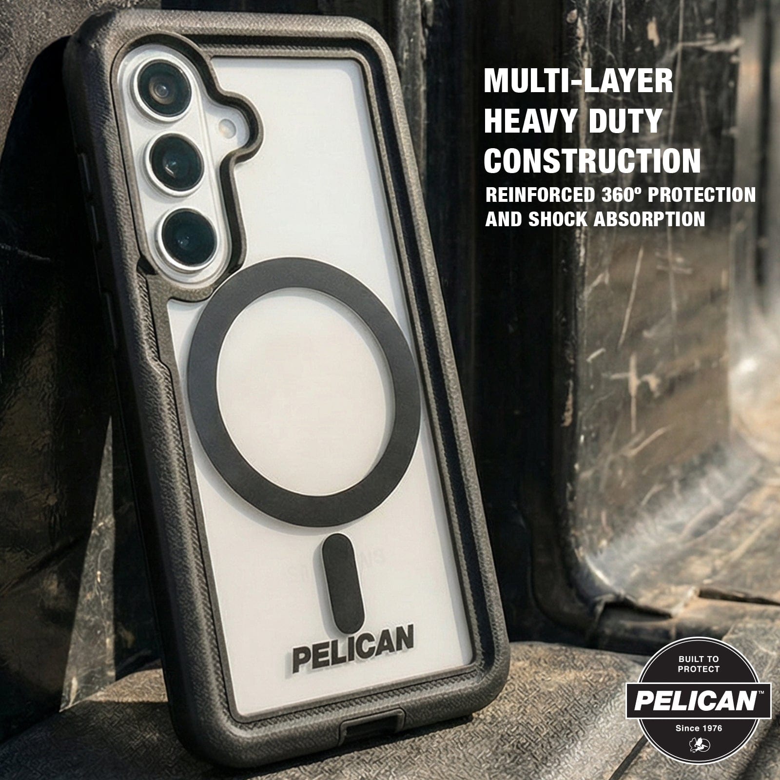 Pelican Voyager Clear/Black with Holster and Magnet - Galaxy S26
