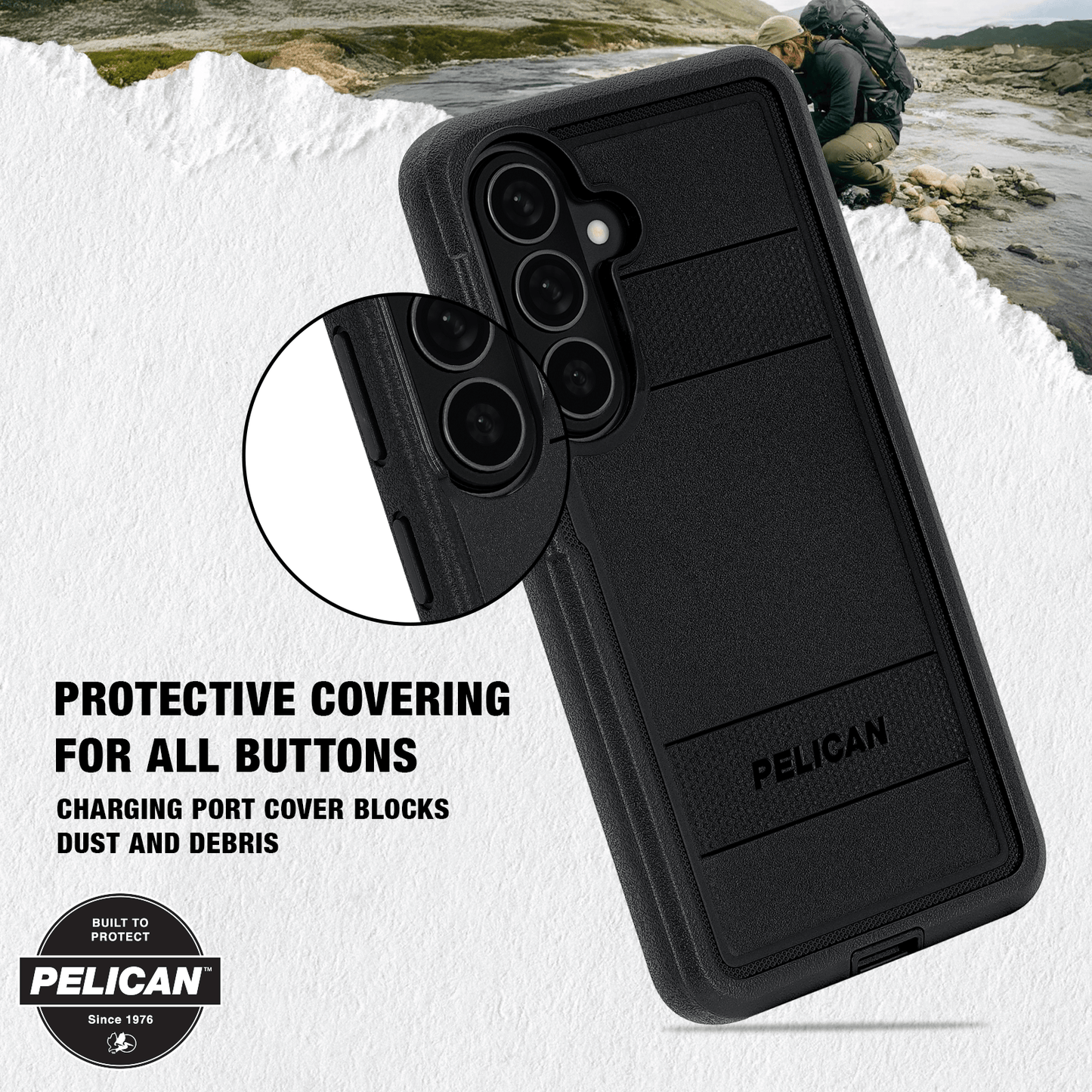 Pelican Voyager Black with Holster and Magnet - Galaxy S26+