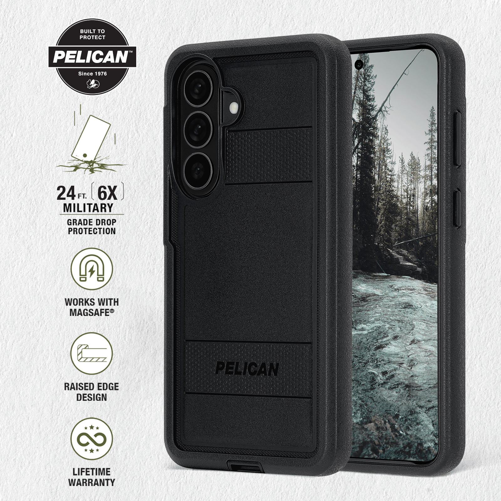 Pelican Voyager Black with Holster and Magnet - Galaxy S26+